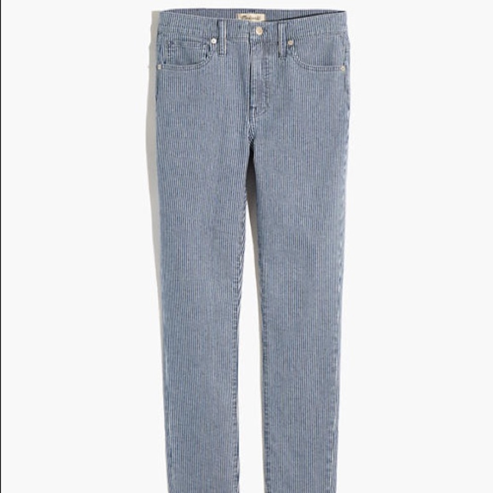 Madewell Striped 9 inch Mid-Rise Jean